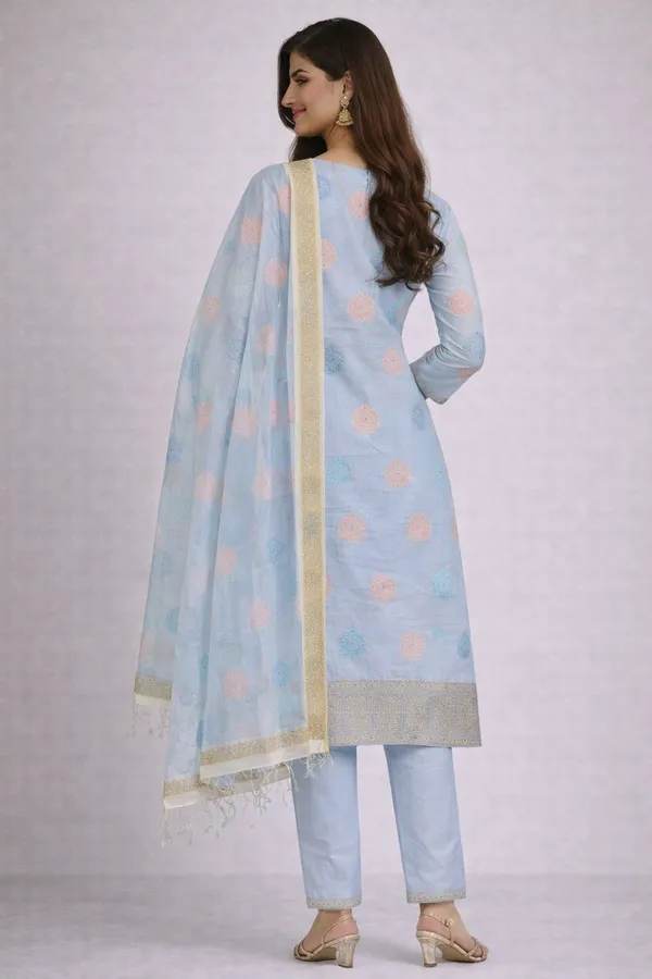 Light_Blue_Floral_Straight_Kurta_Set_For_Women