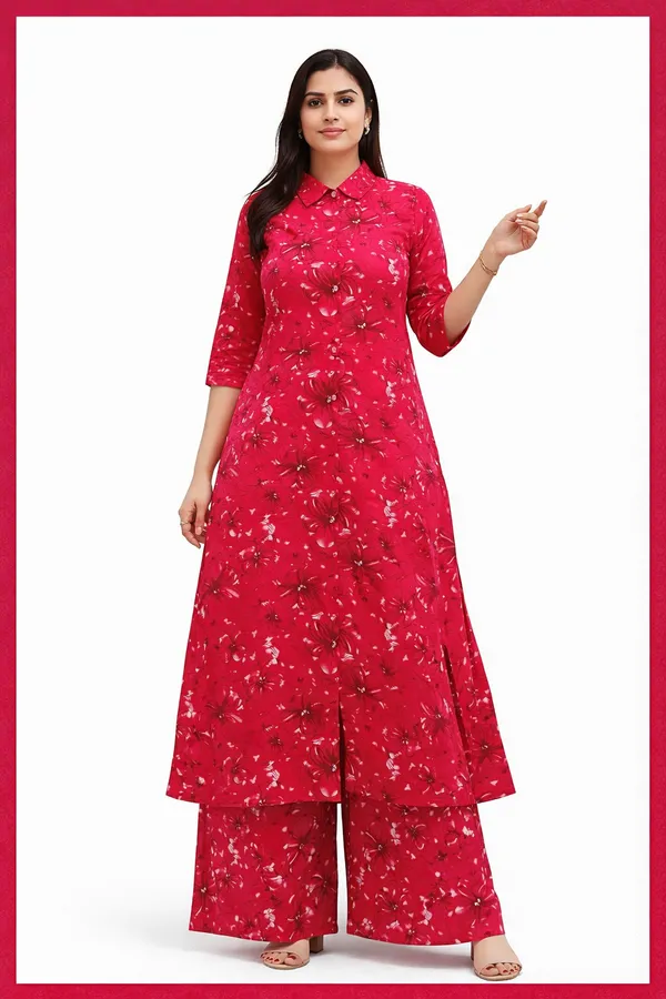 Red_Floral_Print_Straight_Kurta_Set_for_Women