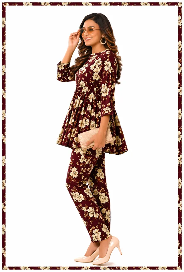 Maroon_Floral_Print_Flared_Co_Ord_Set_for_Women