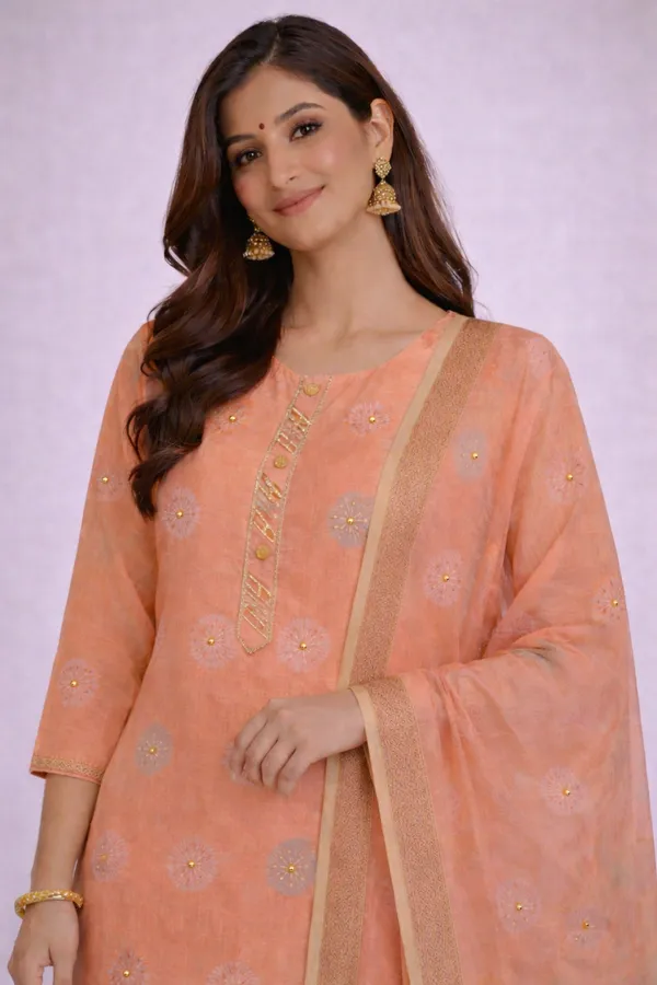Peach_Embroidered_Straight_Kurta_Set_for_Women