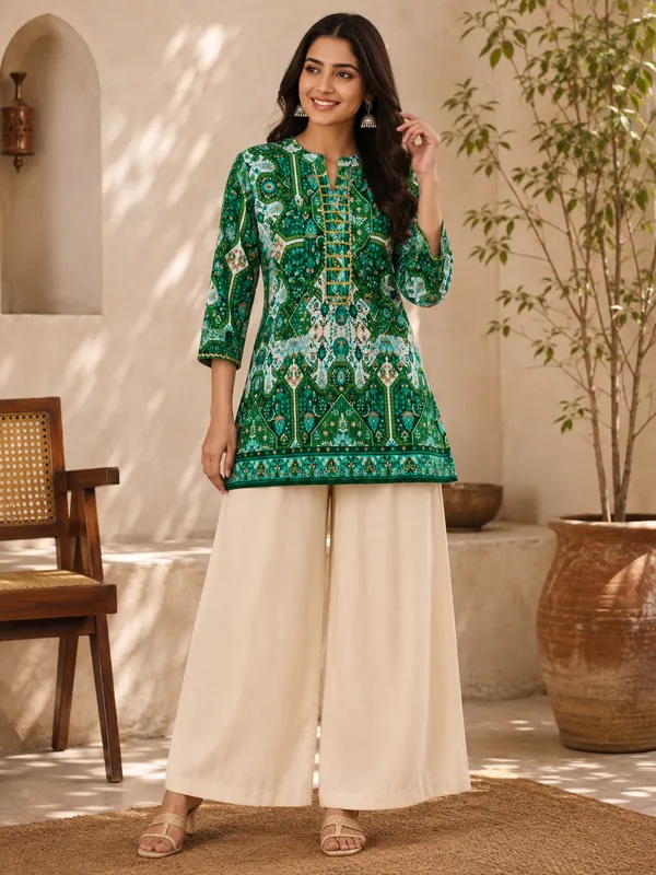 Green_Printed_Straight_Kurta_Palazzo_Set_For_Women