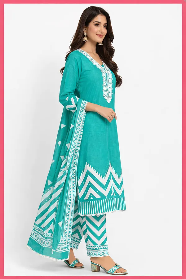 Turquoise_Embroidered_Straight_Kurta_Set_for_Women