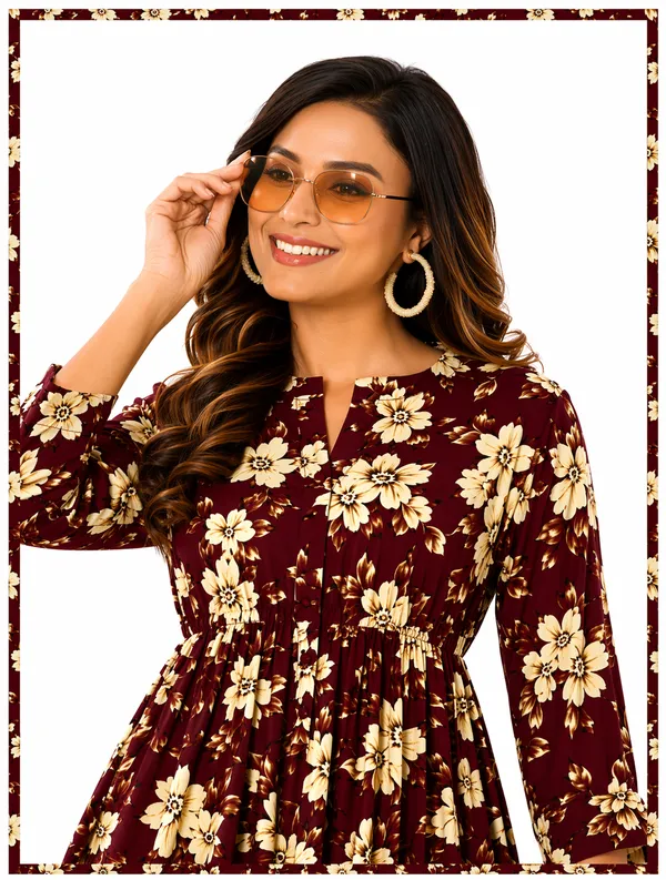 Maroon_Floral_Print_Peplum_Co_Ord_Set_for_Women