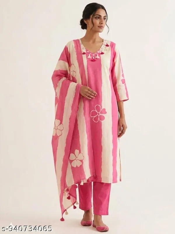 Pink_Floral_Print_Kurta_Set_For_Women