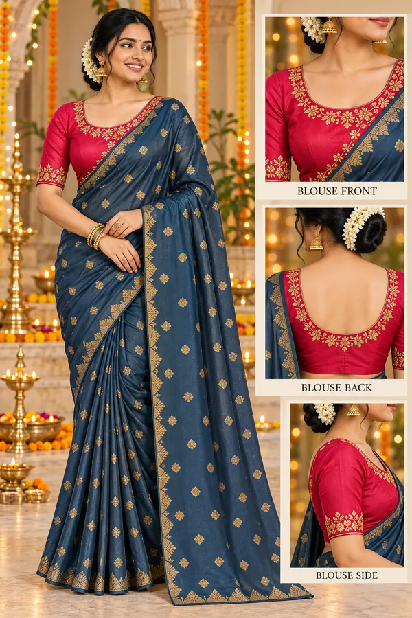 Navy_Blue_Embroidered_Saree_With_Blouse_For_Women