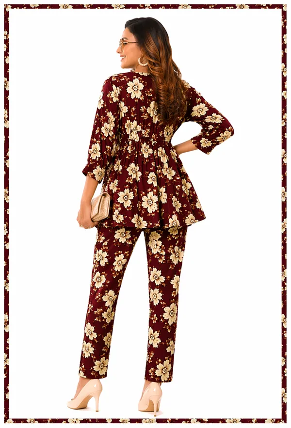 Maroon_Floral_Print_Peplum_Co_Ord_Set_for_Women