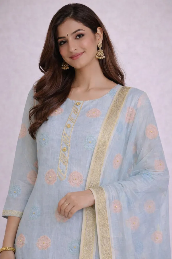 Light_Blue_Floral_Straight_Kurta_Set_For_Women