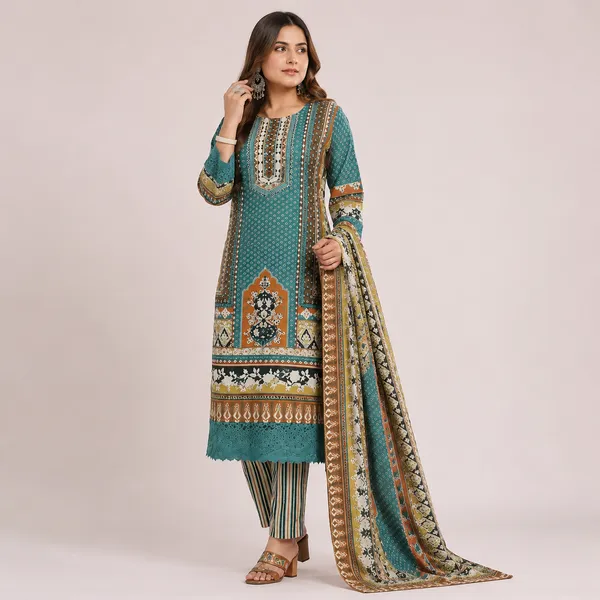 Teal_Printed_Three_Piece_Salwar_Suit_For_Women