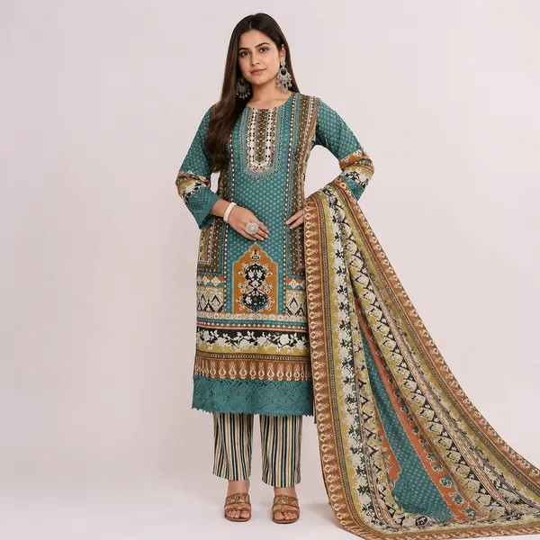 Teal_Printed_Three_Piece_Salwar_Suit_For_Women
