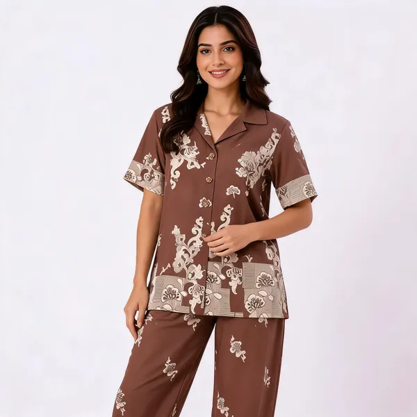 Brown_Satin_Relaxed_Fit_Printed_Pajama_Set_For_Women