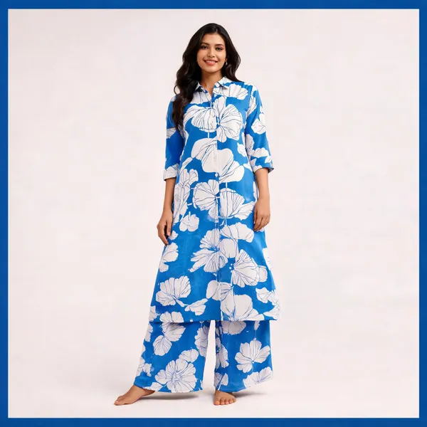 Blue_Floral_Print_Kurta_Palazzo_Set_For_Women