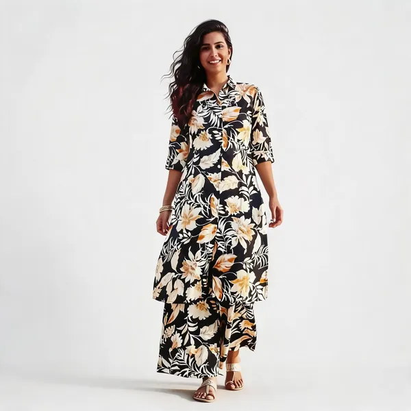 Black_Floral_Print_Shirt_And_Palazzos_Co-Ord_Set_For_Women