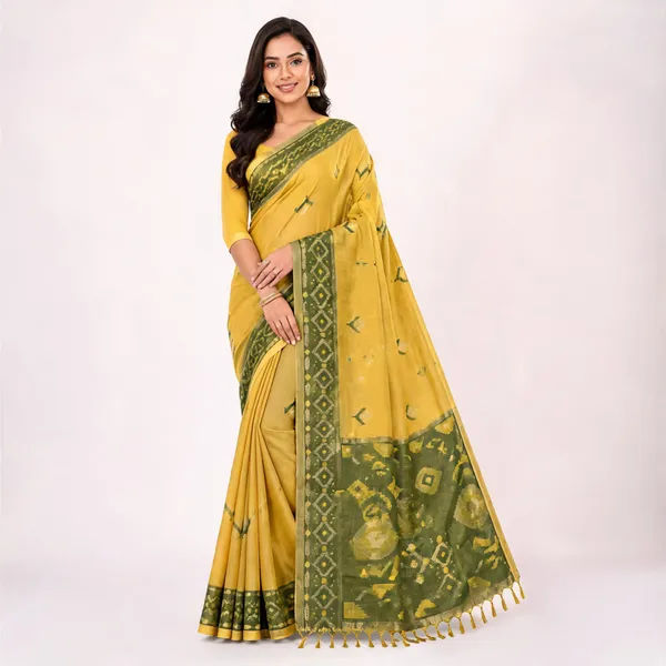 Yellow_Printed_Ethnic_Saree_For_Women