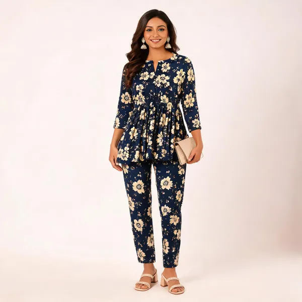 Navy_Floral_Print_Peplum_Co_Ord_Set_For_Women