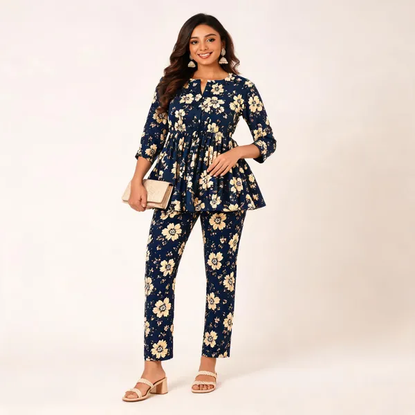 Navy_Floral_Print_Peplum_Co_Ord_Set_For_Women