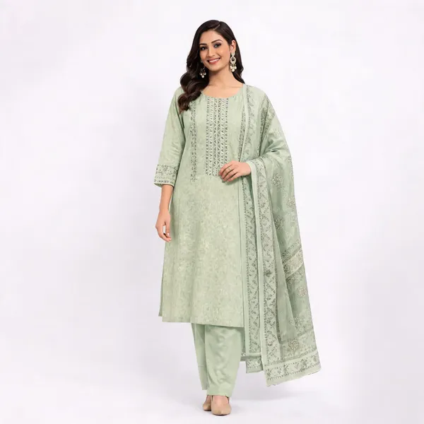 Mint_Green_Embroidered_Straight_Kurta_Set_For_Women