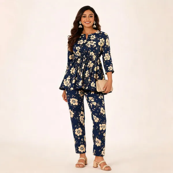 Navy_Floral_Print_Co-Ord_Set_For_Women