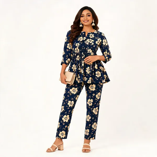 Navy_Floral_Print_Co-Ord_Set_For_Women