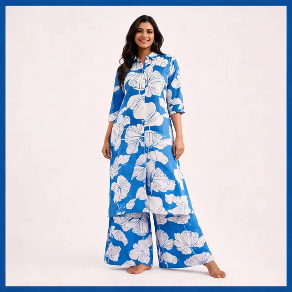 Blue_Floral_Print_Kurta_Palazzo_Set_For_Women