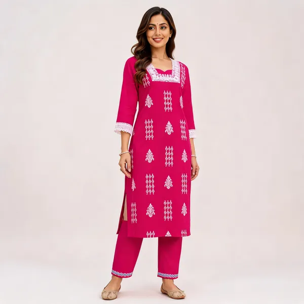 Pink_Straight_Printed_Kurta_Set_For_Women