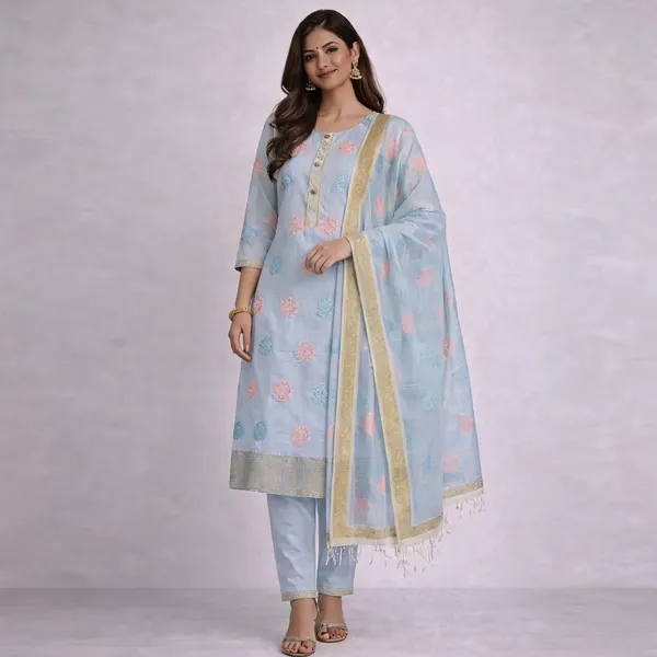 Light_Blue_Floral_Straight_Kurta_Set_For_Women