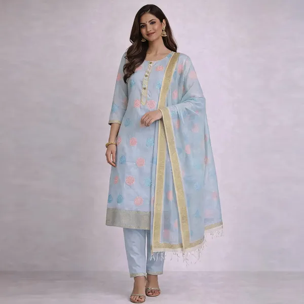 Light_Blue_Floral_Straight_Kurta_Set_For_Women