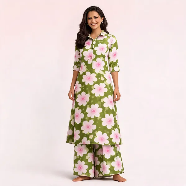 Green_Floral_Kurta_Palazzo_Set_For_Women