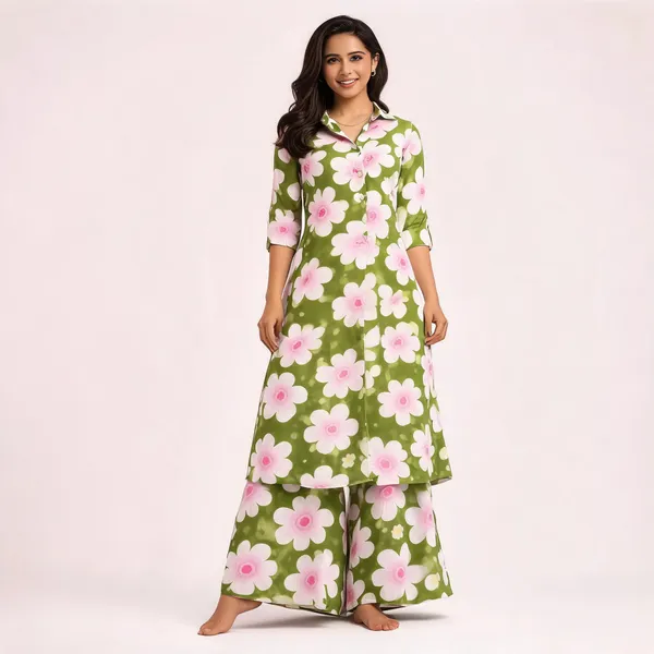 Green_Floral_Kurta_Palazzo_Set_For_Women