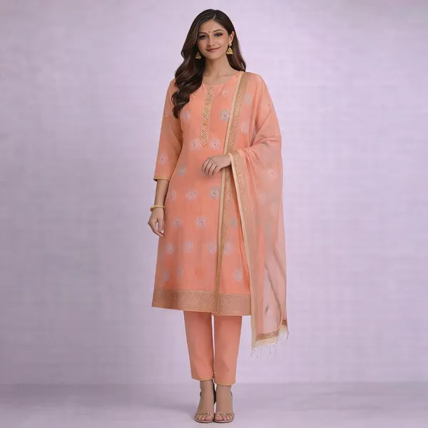 Peach_Embroidered_Straight_Kurta_Set_For_Women