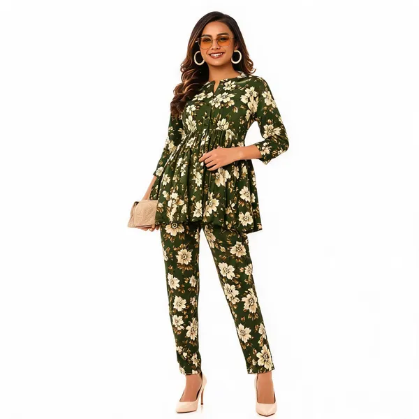 Green_Floral_Print_Peplum_Co_Ord_Set_For_Women