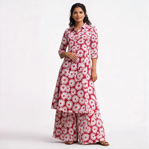 Maroon_Floral_Straight_Kurta_Palazzo_Set_For_Women