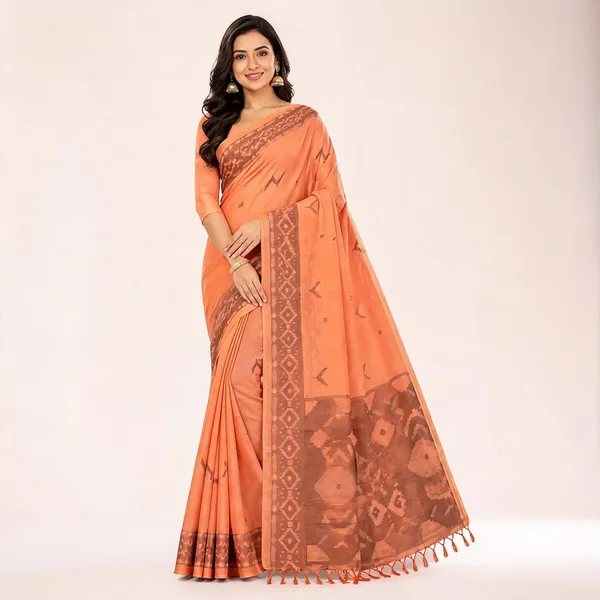 Peach_Printed_Saree_For_Women