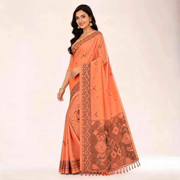 Peach_Printed_Saree_For_Women
