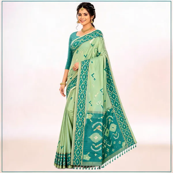 Green_Printed_Saree_For_Women