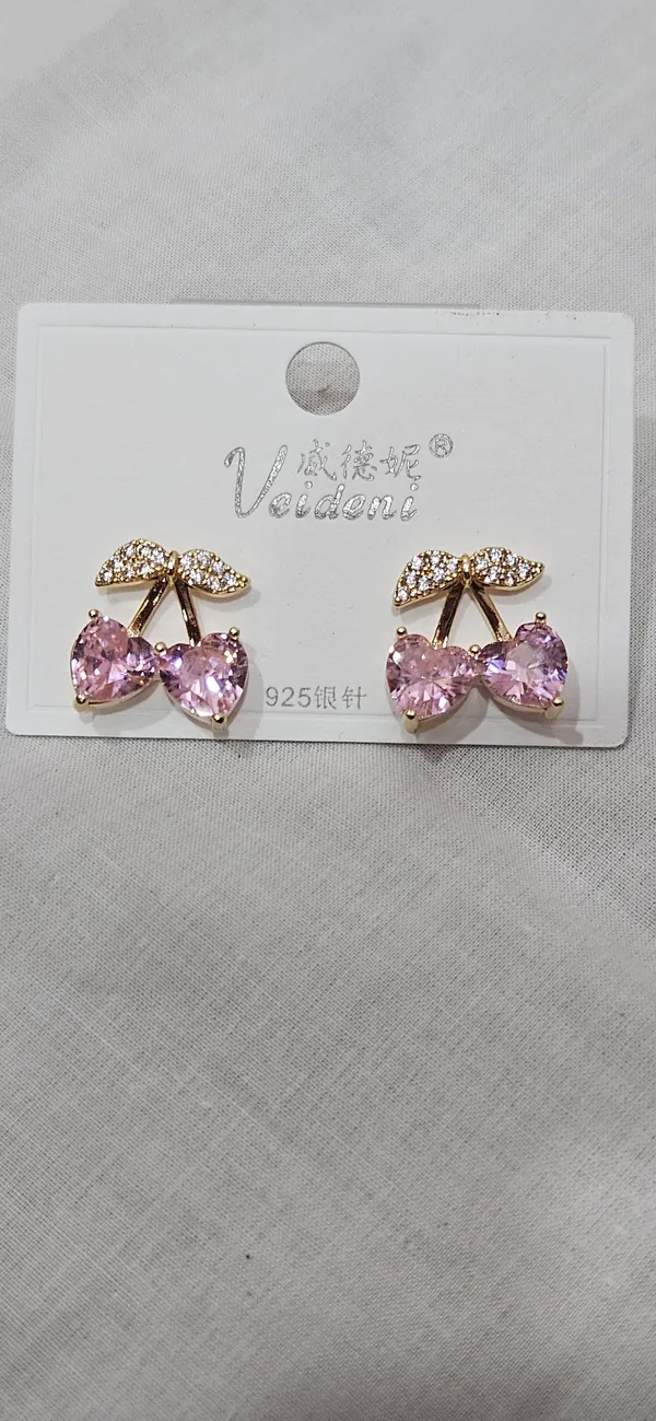 White_And_Pink_Stainless_Steel_18_Carat_Gold_Plated_Stud_Earrings_For_Women