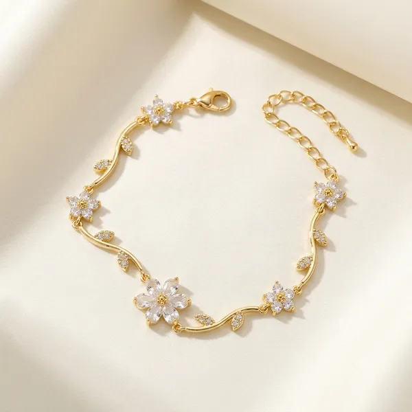 White_Stainless_Steel_18_Carat_Gold_Plated_Bracelet_For_Women