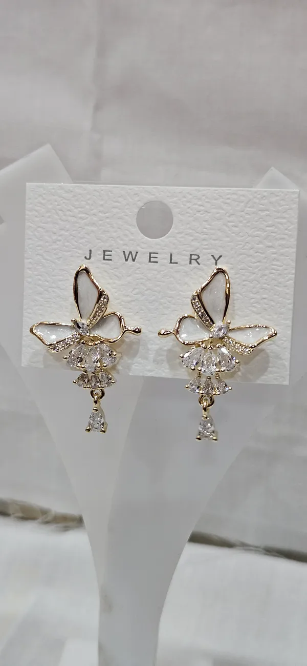 White_Stainless_Steel_18_Carat_Gold_Plated_Earrings_For_Women