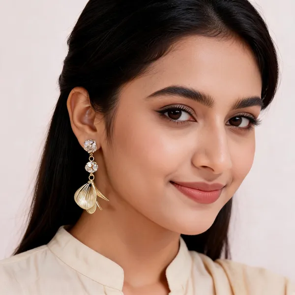 White_Stainless_Steel_18_Carat_Gold_Plated_Earrings_For_Women