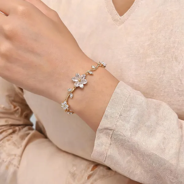 White_Stainless_Steel_18_Carat_Gold_Plated_Bracelet_For_Women
