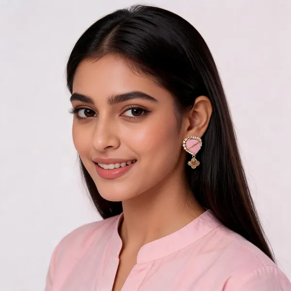 Pink_Stainless_Steel_18_Carat_Gold_Plated_Earring_Studs_For_Women