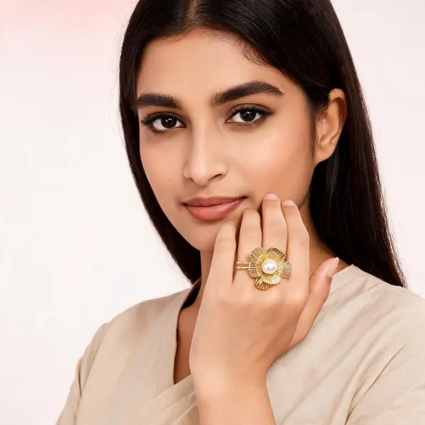 Gold_And_White_Stainless_Steel_18_Carat_Gold_Plated_Ring_For_Women