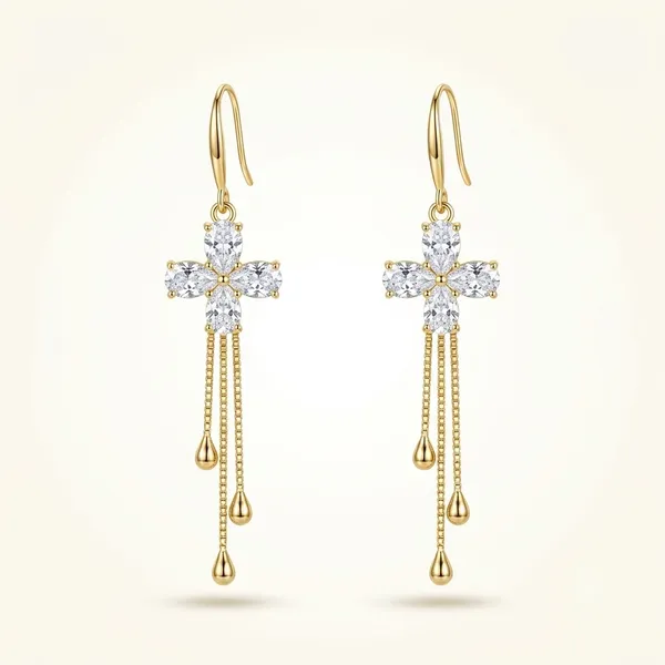 White_Stainless_Steel_18_Carat_Gold_Plated_Earrings_For_Women