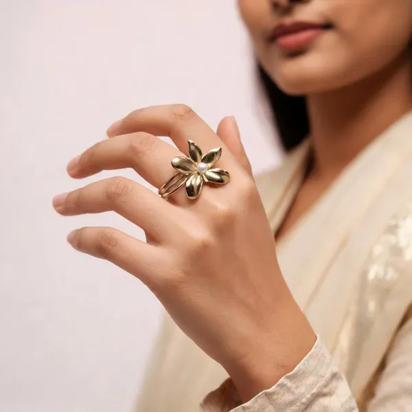 Gold_And_White_Stainless_Steel_18_Carat_Gold_Plated_Ring_For_Women