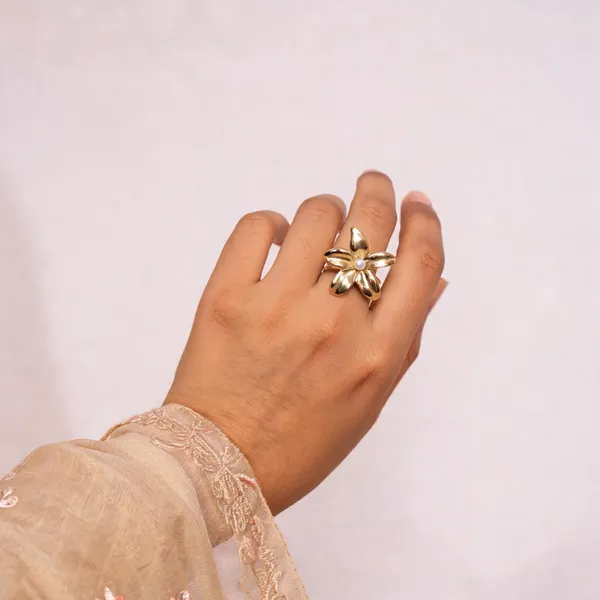 Gold_And_White_Stainless_Steel_18_Carat_Gold_Plated_Ring_For_Women