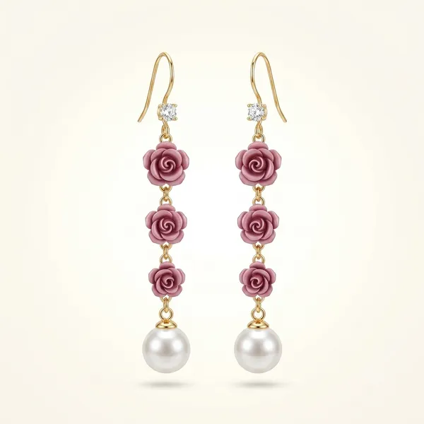 White_Stainless_Steel_18_Carat_Gold_Plated_Earrings_For_Women