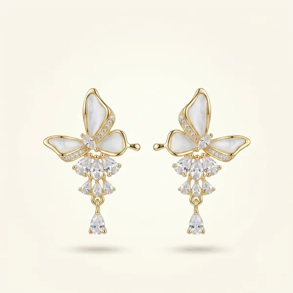 White_Stainless_Steel_18_Carat_Gold_Plated_Earrings_For_Women