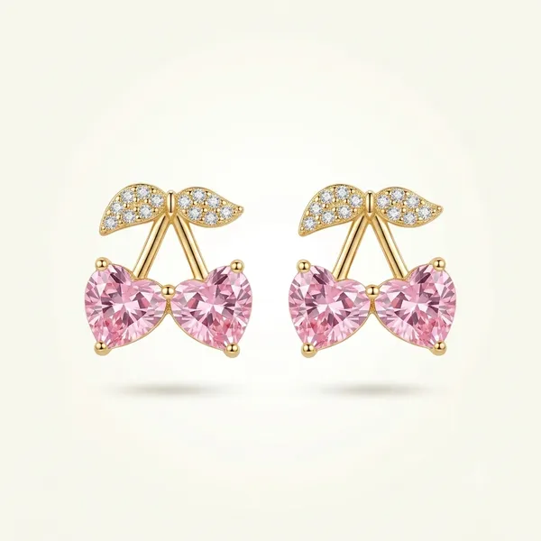 White_And_Pink_Stainless_Steel_18_Carat_Gold_Plated_Stud_Earrings_For_Women