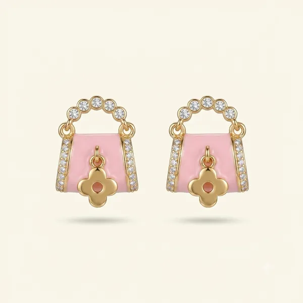 Pink_Stainless_Steel_18_Carat_Gold_Plated_Earring_Studs_For_Women