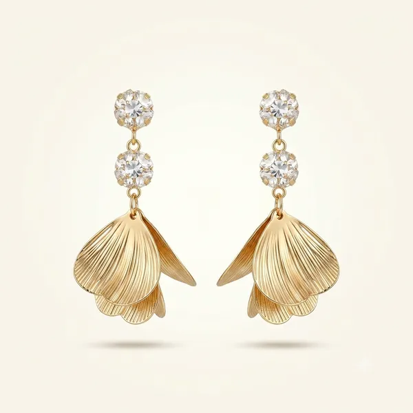 White_Stainless_Steel_18_Carat_Gold_Plated_Earrings_For_Women