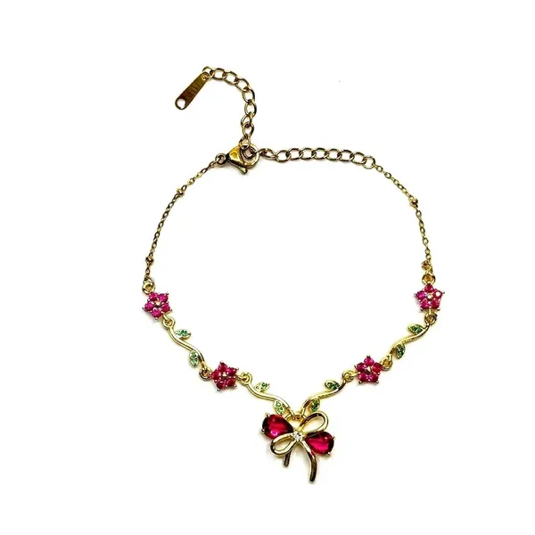 Gold_Stainless_Steel_Butterfly_Floral_Charm_Anklet_For_Women